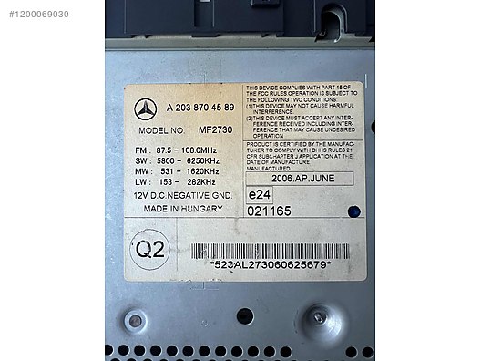 MERCEDES W203 MF2730 TEYP A2038704589