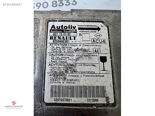 RENAULT MEGANE 2 AIRBAG BEYNİ 607139300 8200682381