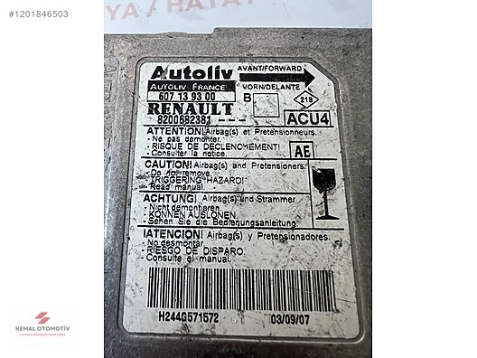 RENAULT MEGANE 2 AIRBAG BEYNİ 607139300 8200682381