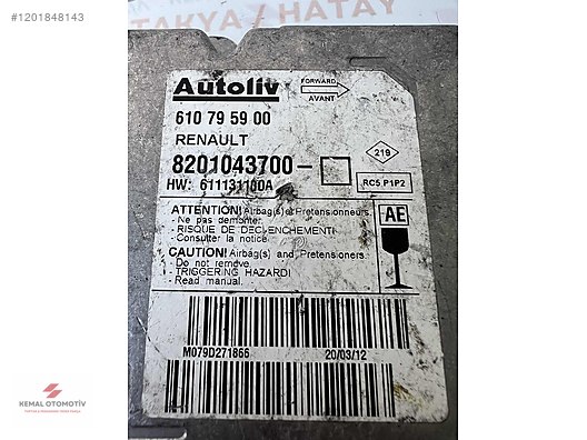 RENAULT CLIO 3 AIRBAG BEYNİ 610795900 8201043700