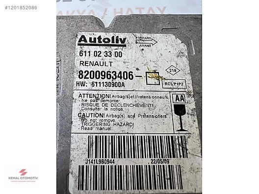 RENAULT CLIO 3 AIRBAG BEYNİ 611023300 8200963406