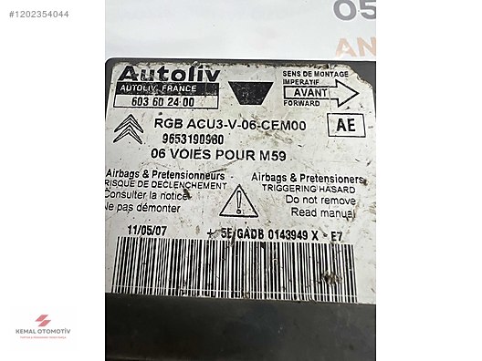 PEUGEOT PARTNER BERLINGO AIRBAG BEYNİ 603602400 9653190980