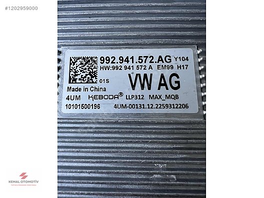 GOLF 7 8 AUDI SKODA FAR BEYNİ 992941572AG 992.941.572.AG
