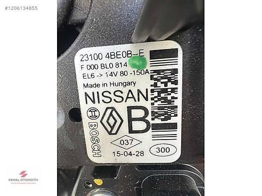 NISSAN QASHQAI X-TRAIL 150 AMPER ŞARJ DİNAMOSU 23100 4BE0B-E