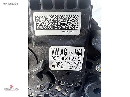 VW AUDI SKODA 1.0 1.5 TSI 140 AMPER ŞARJ DİNAMOSU 05E903027B