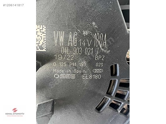 VW GOLF 8 PASSAT B8 ARTEON 180 AMPER ŞARJ DİNAMOSU 04L903021J