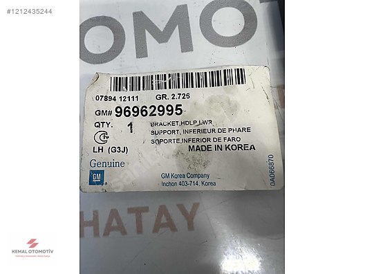 CHEVROLET CRUZE SOL ÖN FAR BRAKETİ 96962995