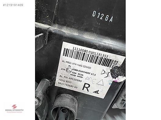 DS7 LED VISION SAĞ FAR 49520999 9831755680