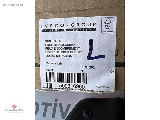 IVECO DAILY TAVAN AYDINLATMA LAMBASI 500316960