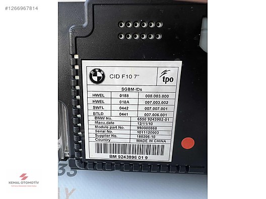 BMW F10 F11 7 inç NBT EKRAN 9243902 9243896 CID 7"